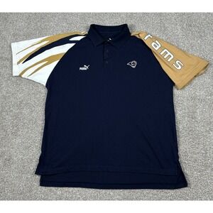 VTG St. Louis‎ LA Los Angeles Rams Polo Shirt Mens XL Blue Puma NFL Football 90s